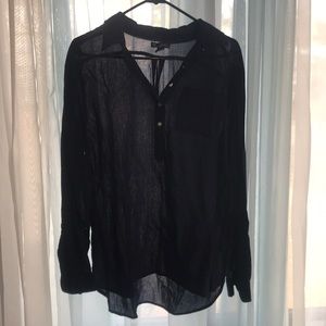 Navy Blue Gap sheer Boyfriend shirt
